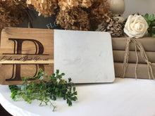 Custom engraved marble and wood serving board